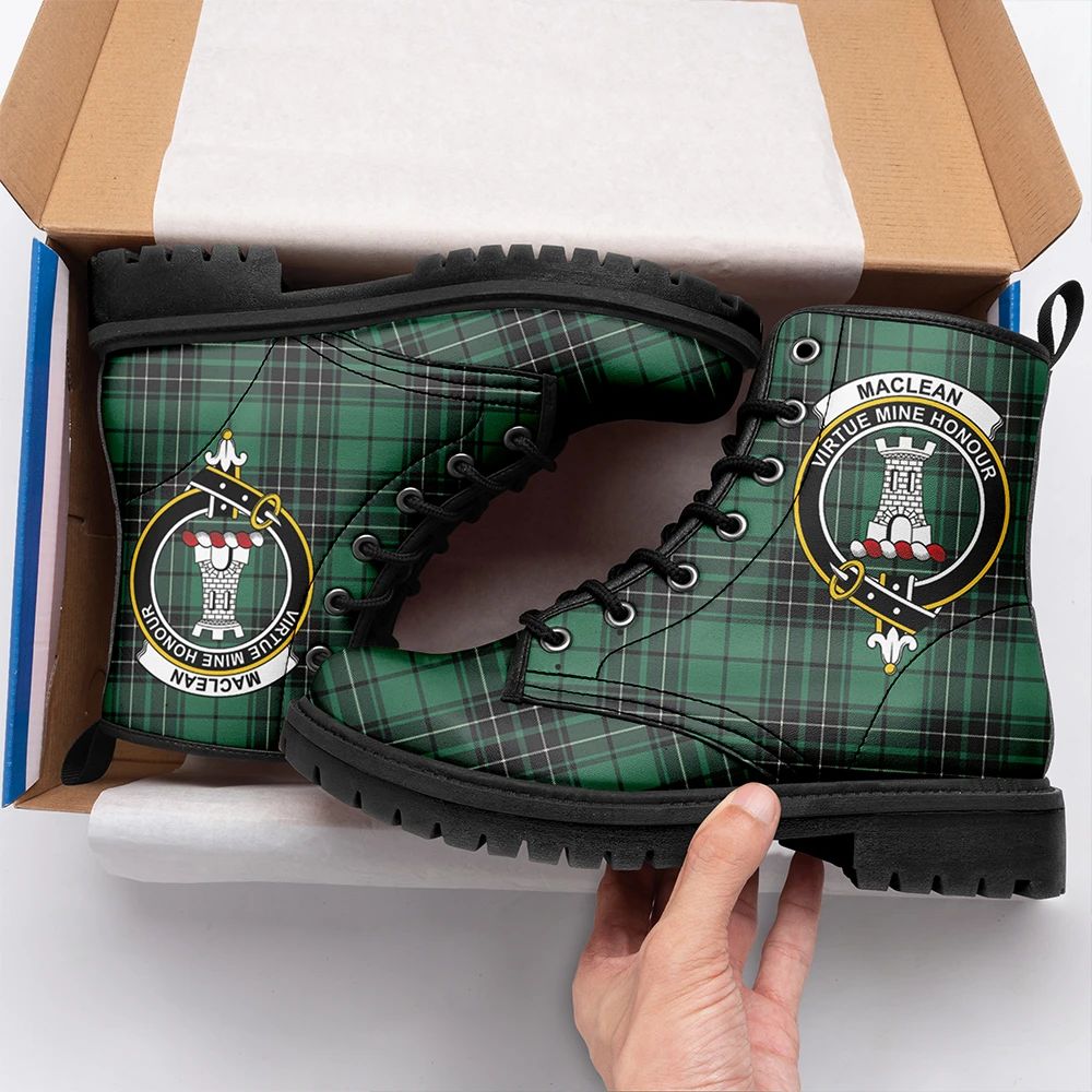 MacLean Hunting Ancient Tartan Crest Leather Boots