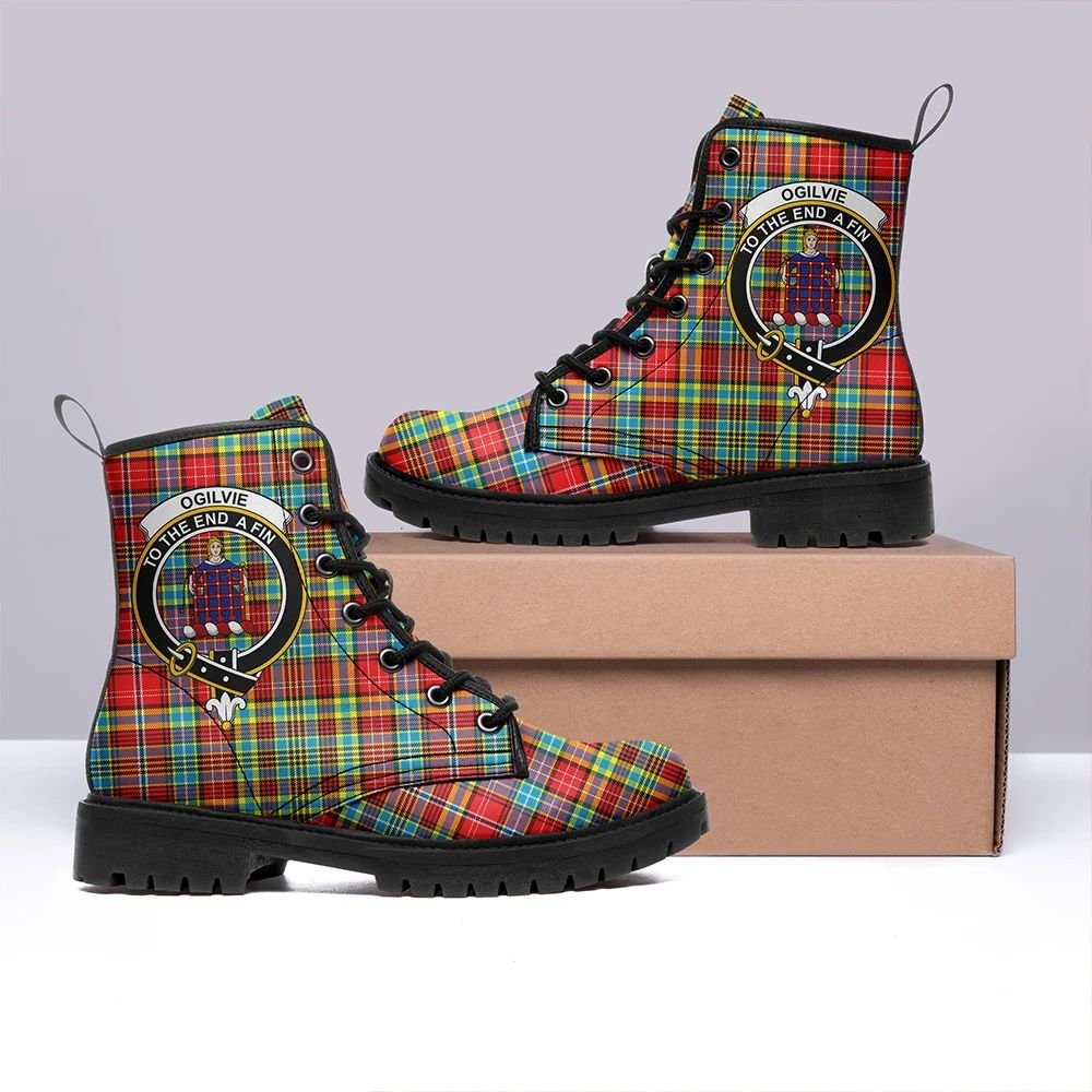 Ogilvie Tartan Crest Leather Boots