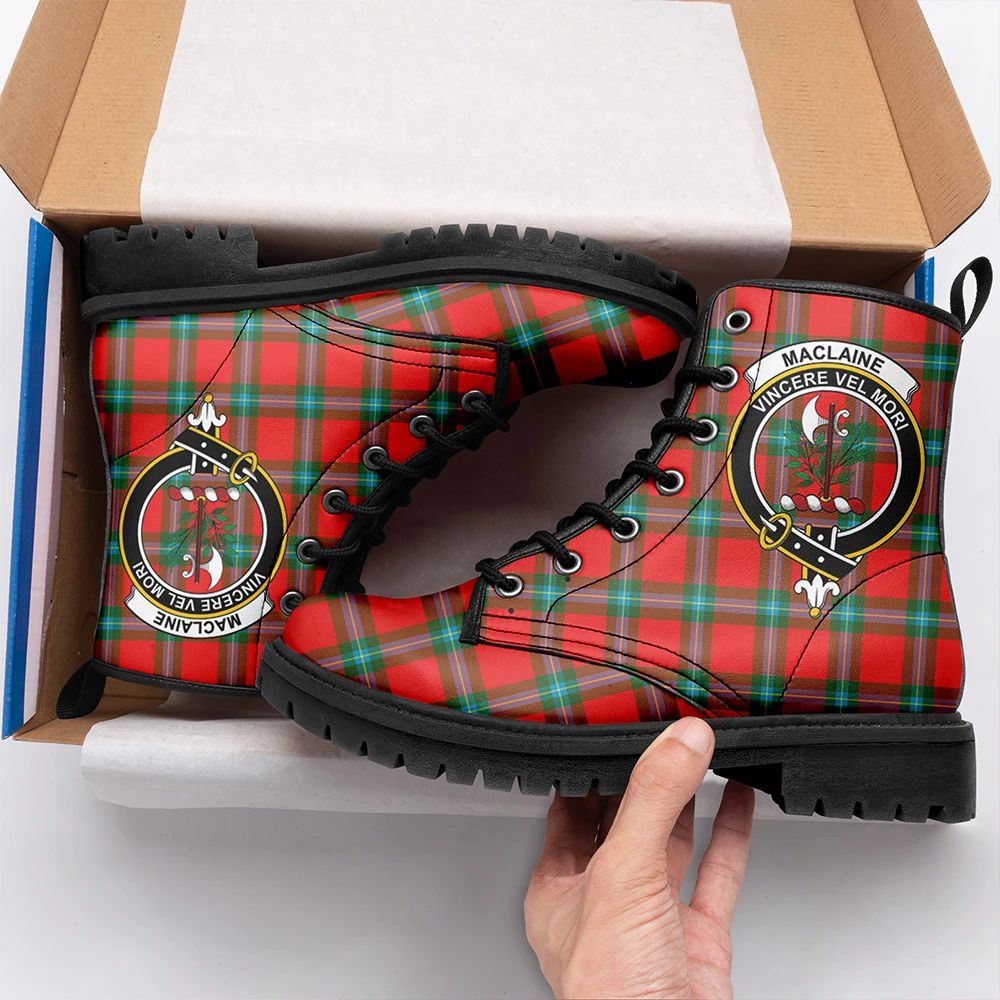 MacLaine Of Loch Buie Tartan Crest Leather Boots