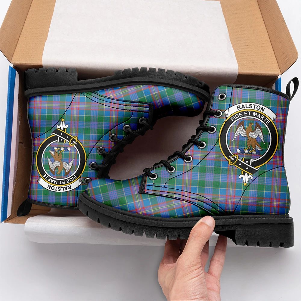 Ralston Tartan Crest Leather Boots