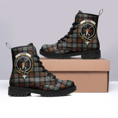 Gunn Weathered Tartan Crest Leather Boots