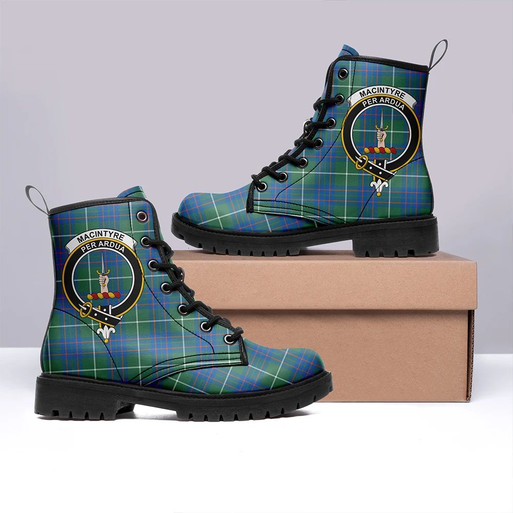 MacIntyre Hunting Ancient Tartan Crest Leather Boots