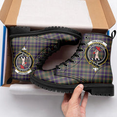 Taylor Weathered Tartan Crest Leather Boots