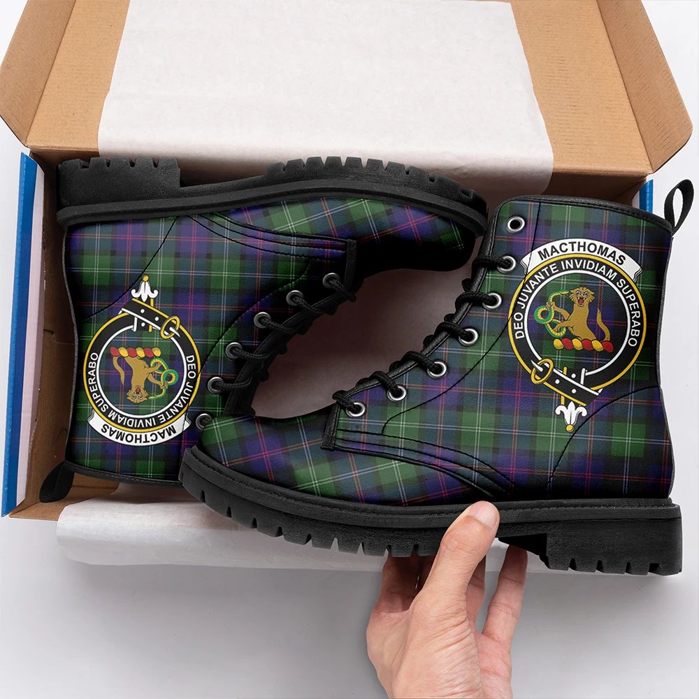 MacThomas Modern Tartan Crest Leather Boots