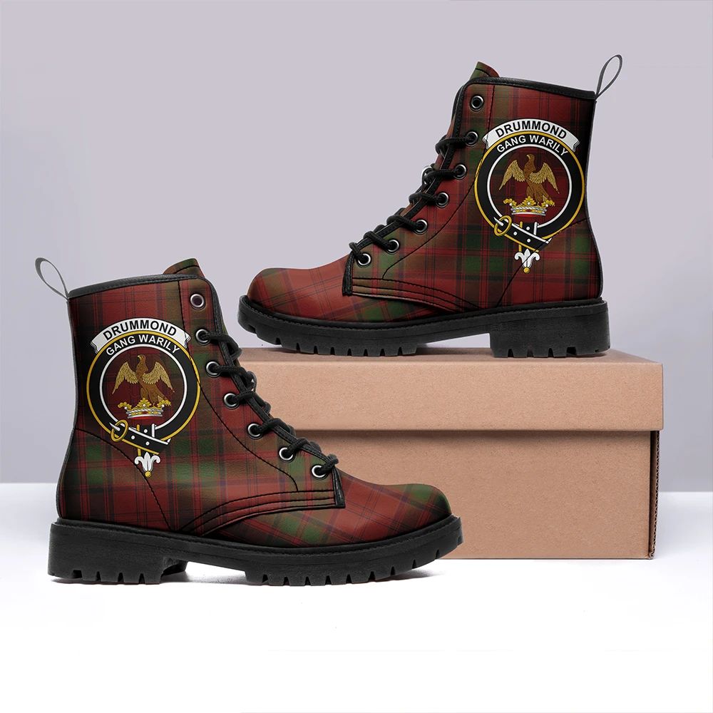 Drummond Tartan Crest Leather Boots