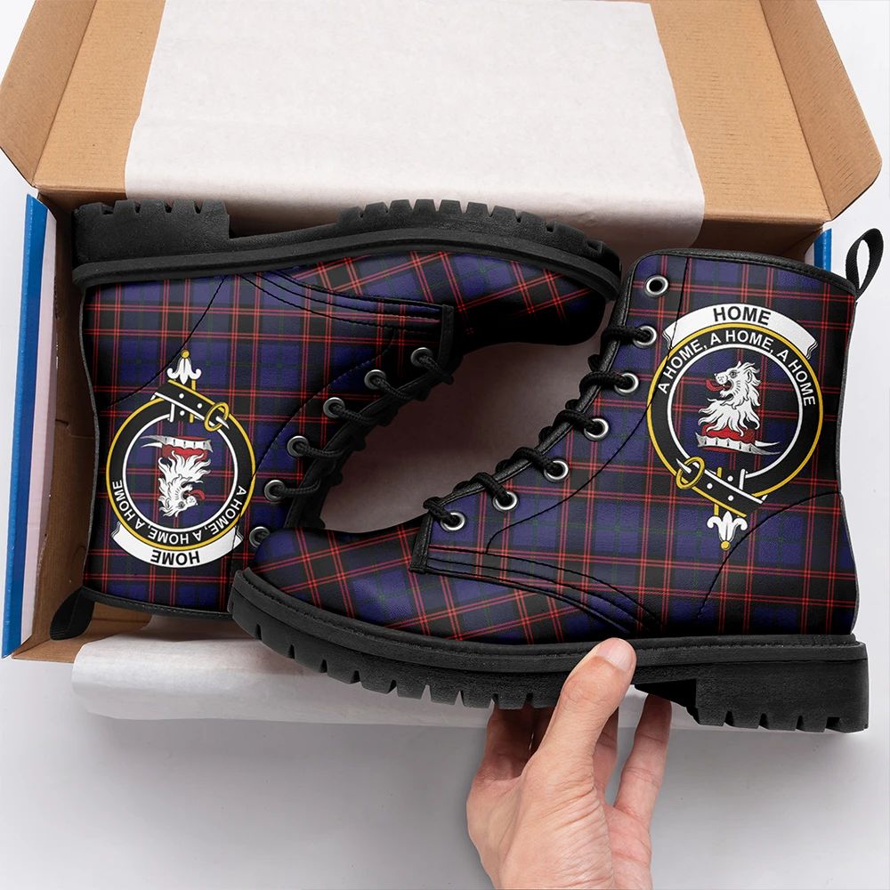 Home Modern Tartan Crest Leather Boots