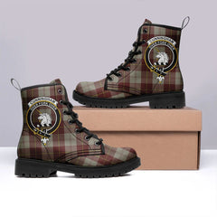 Cunningham Burgundy Dancers Tartan Crest Leather Boots