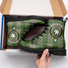 Cunningham Dress Green Dancers Tartan Crest Leather Boots