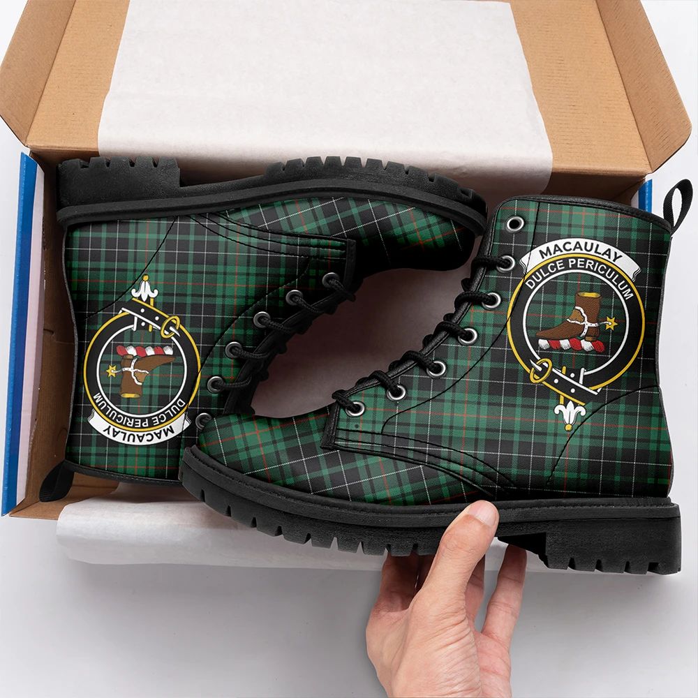 MacAulay Hunting Ancient Tartan Crest Leather Boots