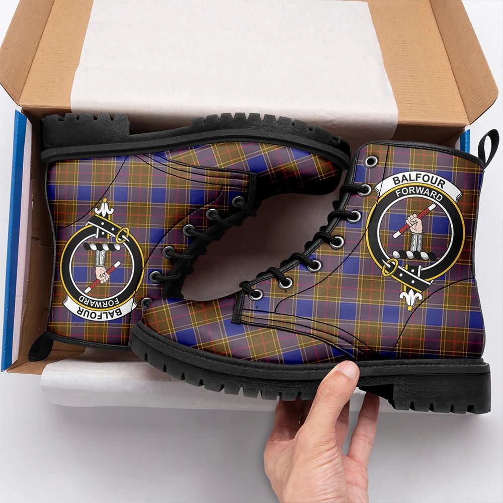 Balfour Modern Tartan Crest Leather Boots