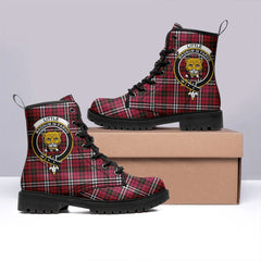 Little Tartan Crest Leather Boots