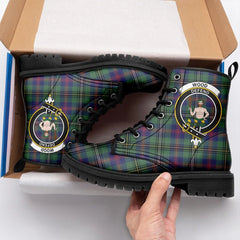 Wood Modern Tartan Crest Leather Boots