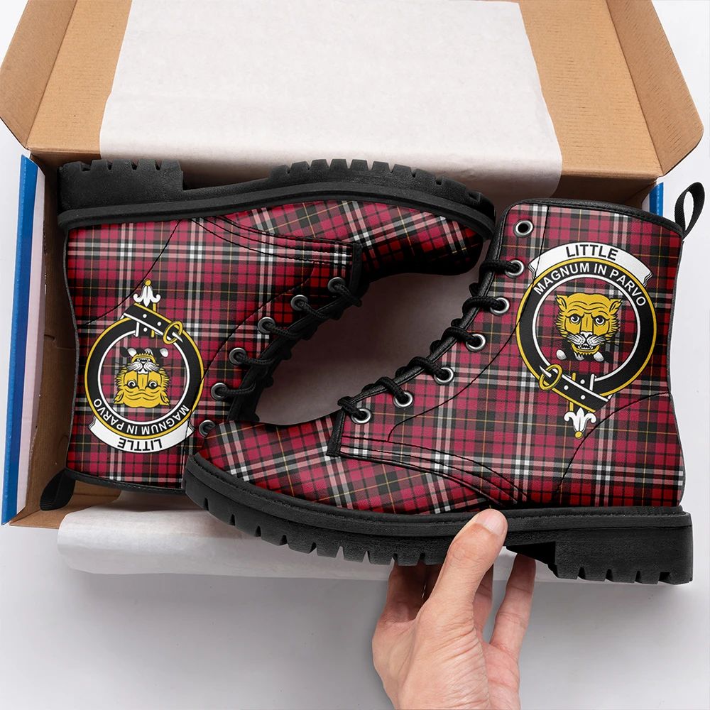 Little Tartan Crest Leather Boots