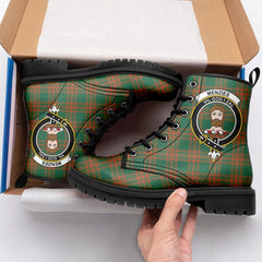 Menzies Green Ancient Tartan Crest Leather Boots