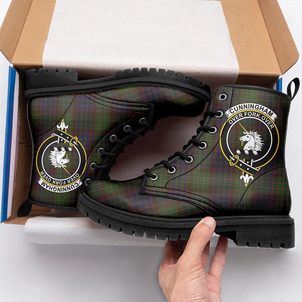 Cunningham Hunting Modern Tartan Crest Leather Boots