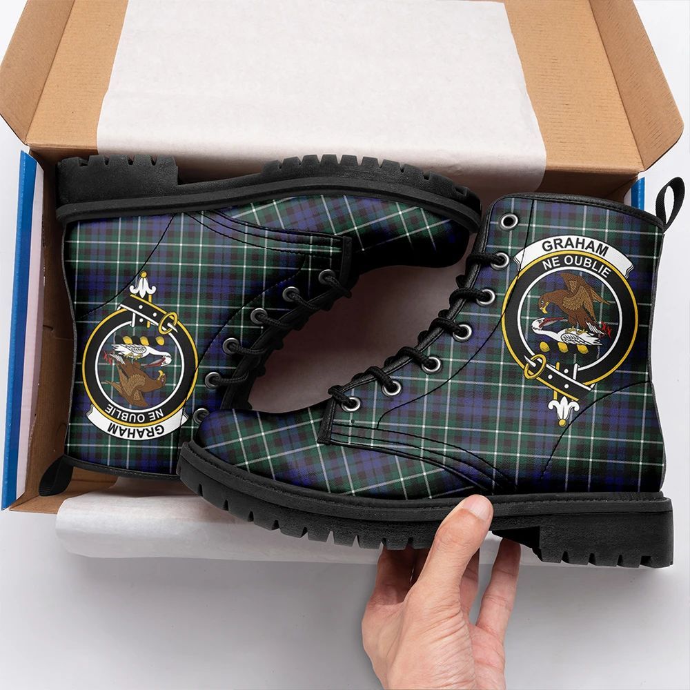 Graham of Montrose Modern Tartan Crest Leather Boots