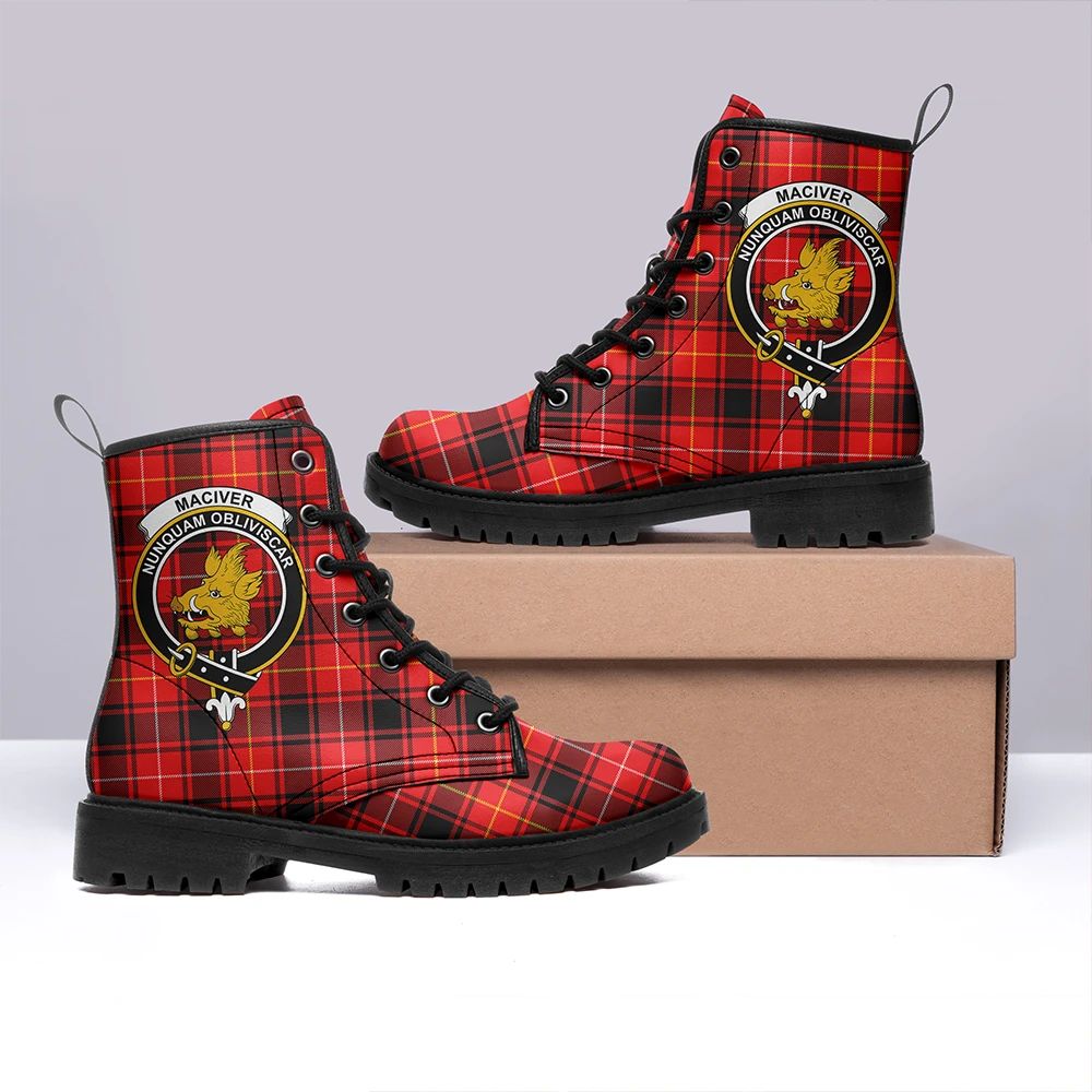 MacIver Modern Tartan Crest Leather Boots