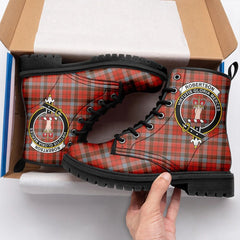 Robertson Weathered Tartan Crest Leather Boots