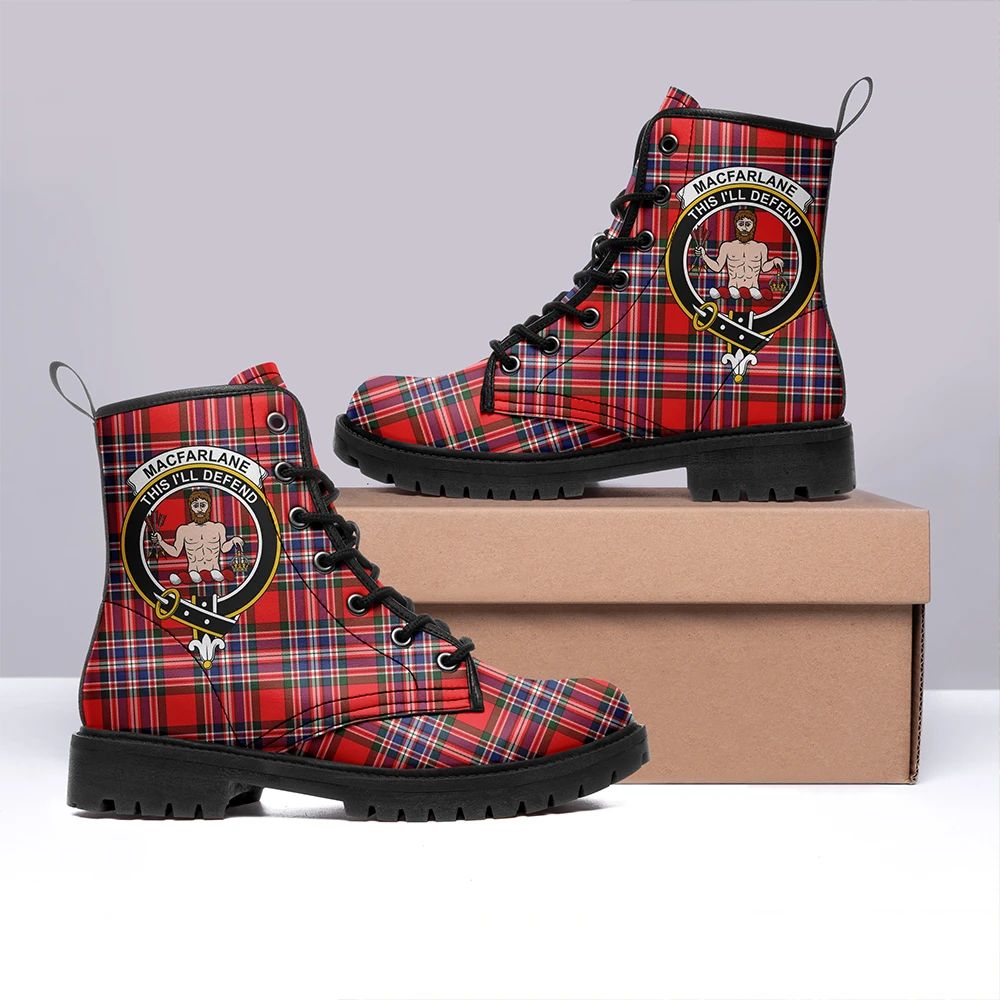 MacFarlane Modern Tartan Crest Leather Boots