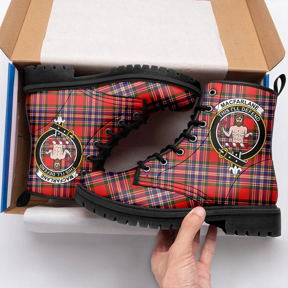 MacFarlane Modern Tartan Crest Leather Boots