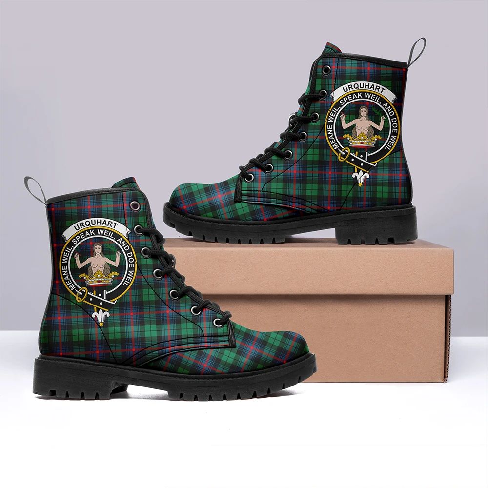 Urquhart Broad Red Ancient Tartan Crest Leather Boots