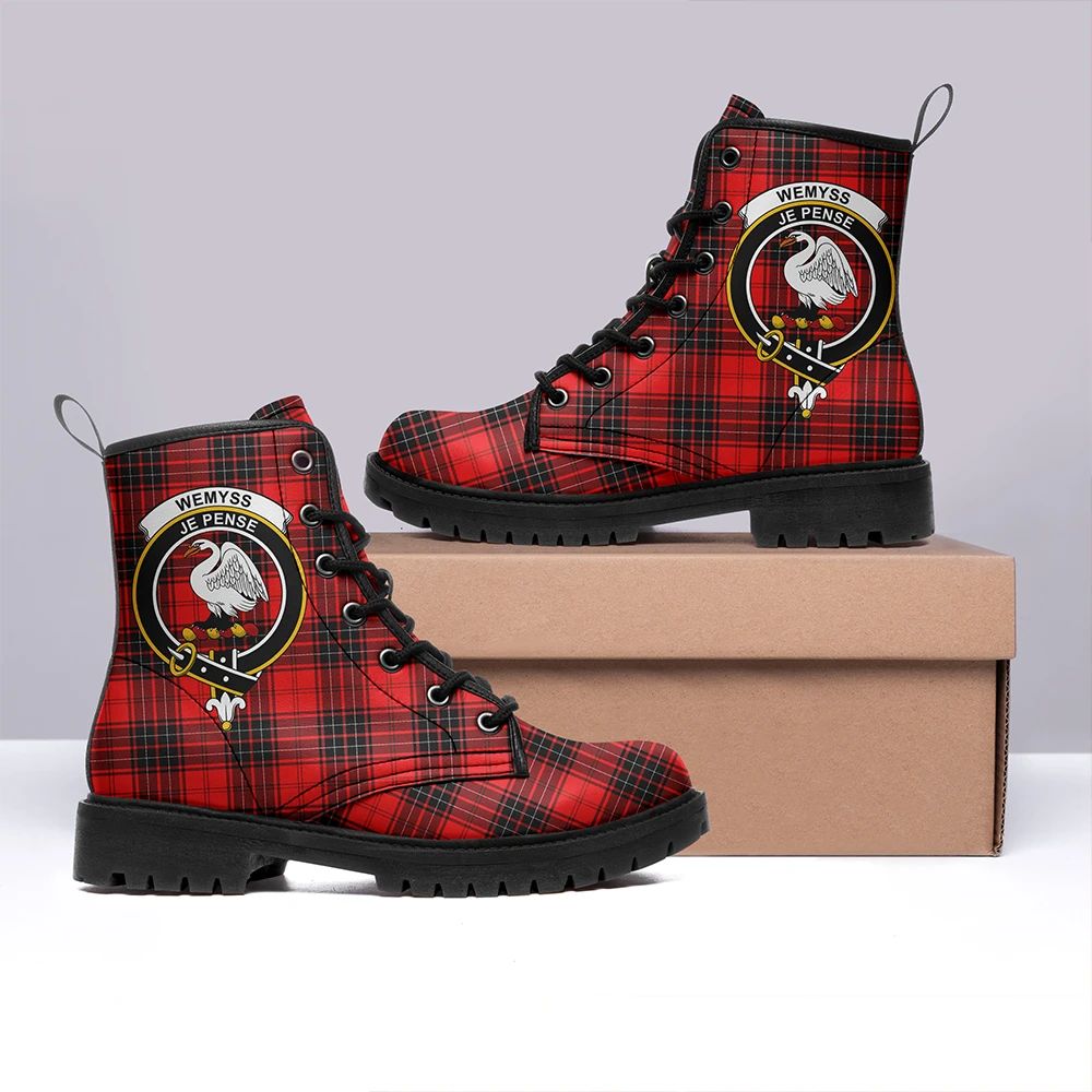 Wemyss Modern Tartan Crest Leather Boots