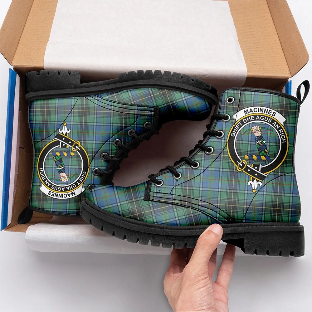 Macinnes Ancient Tartan Crest Leather Boots