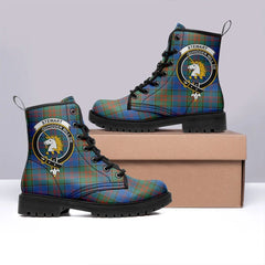Stewart Of Appin Hunting Ancient Tartan Crest Leather Boots