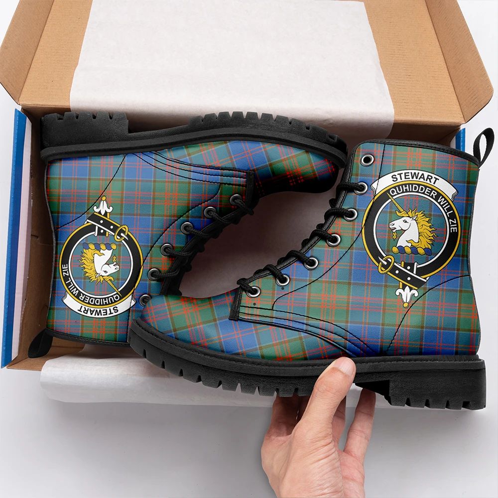 Stewart Of Appin Hunting Ancient Tartan Crest Leather Boots