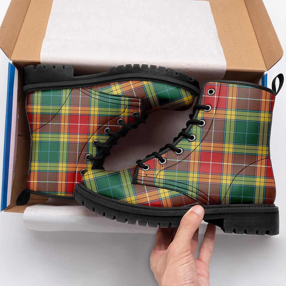 Buchanan Old Set Weathered Tartan Leather Boots