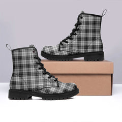 Douglas Grey Modern Tartan Leather Boots