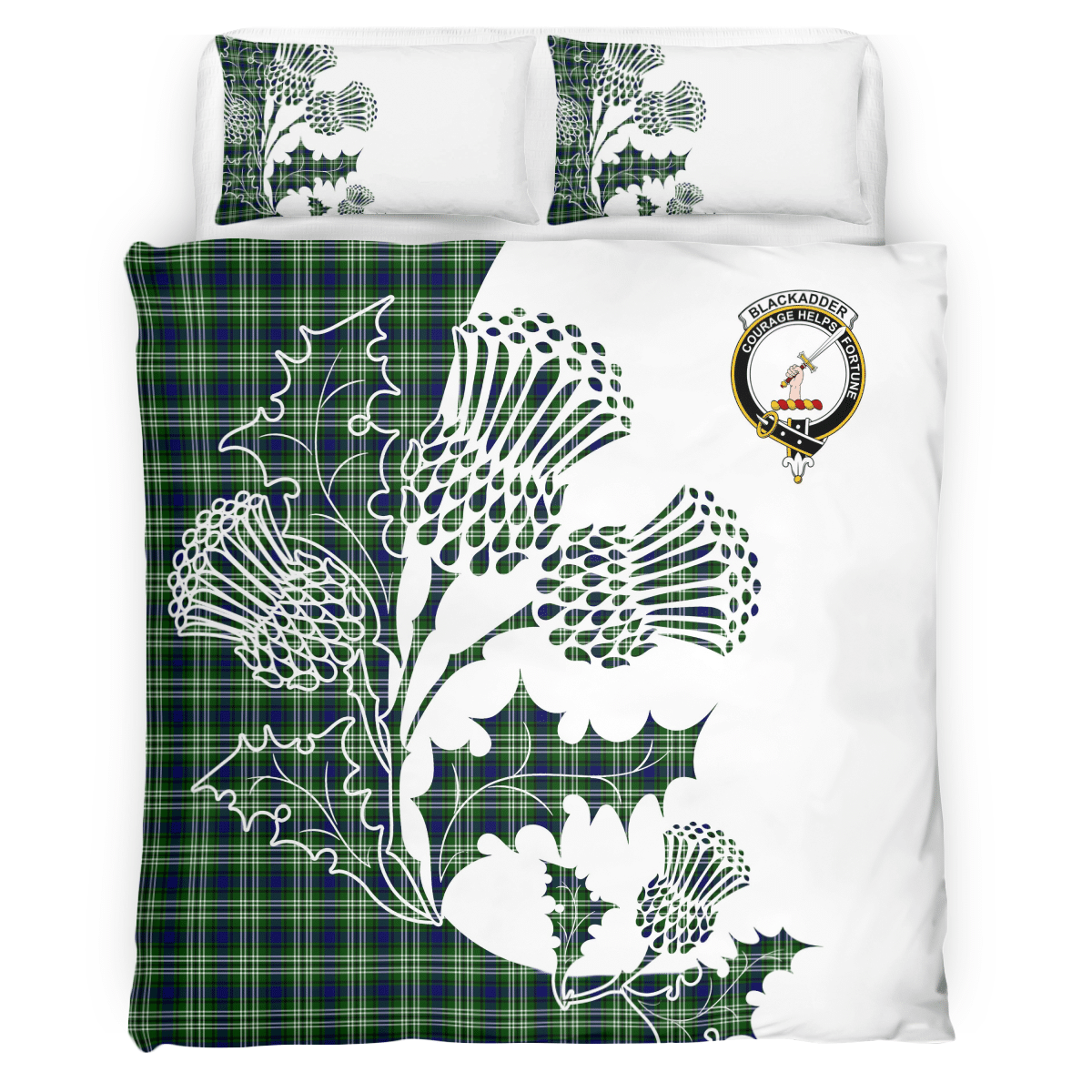 Blackadder Tartan Crest Bedding Set - Thistle Style