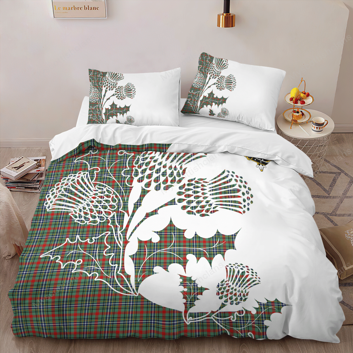 Bisset Tartan Crest Bedding Set - Thistle Style