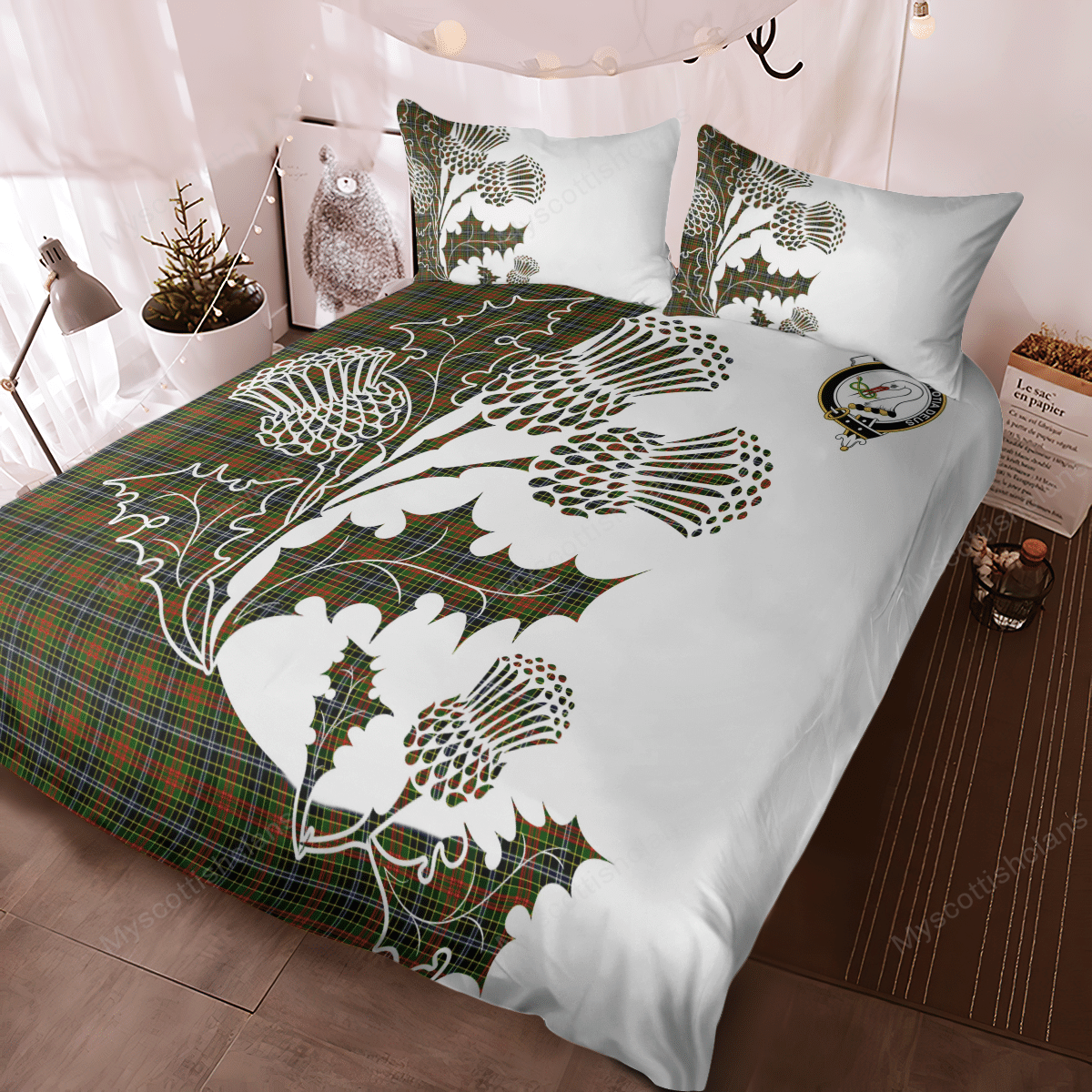 Brisbane Tartan Crest Bedding Set - Thistle Style