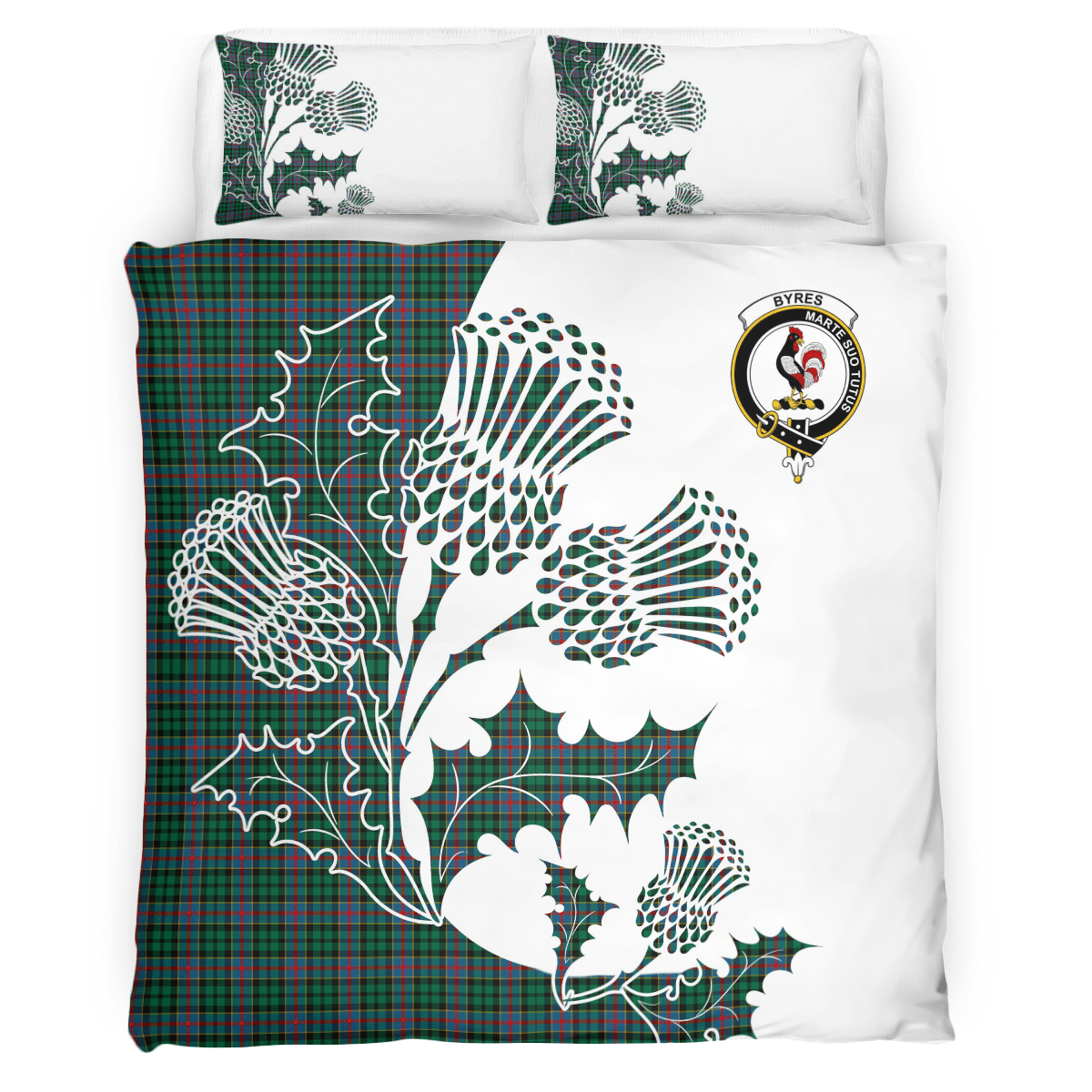 Byres Tartan Crest Bedding Set - Thistle Style