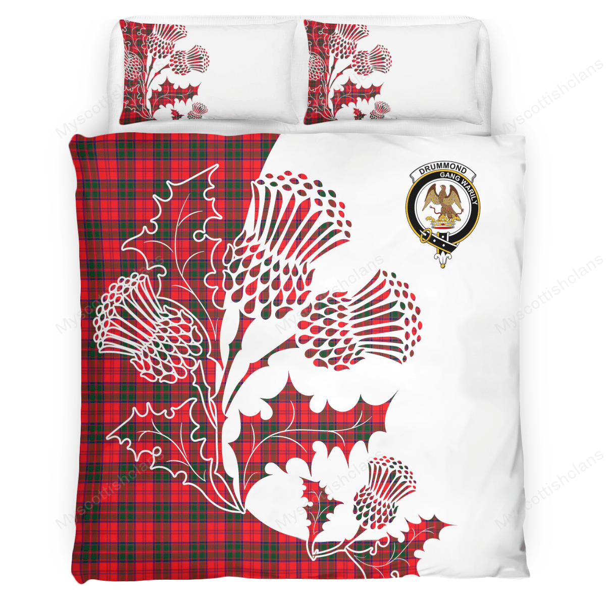 Drummond Tartan Crest Bedding Set - Thistle Style