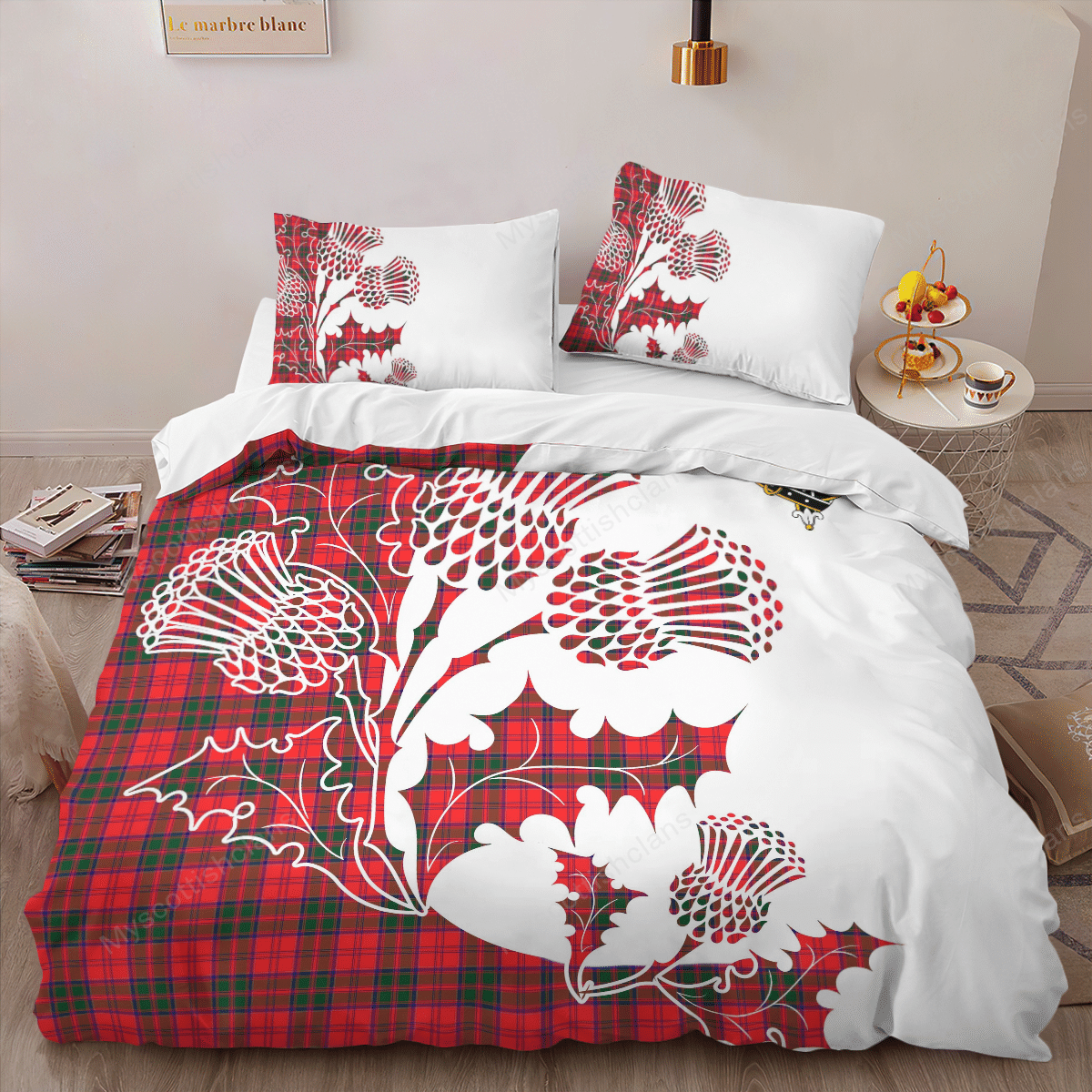 Drummond Tartan Crest Bedding Set - Thistle Style