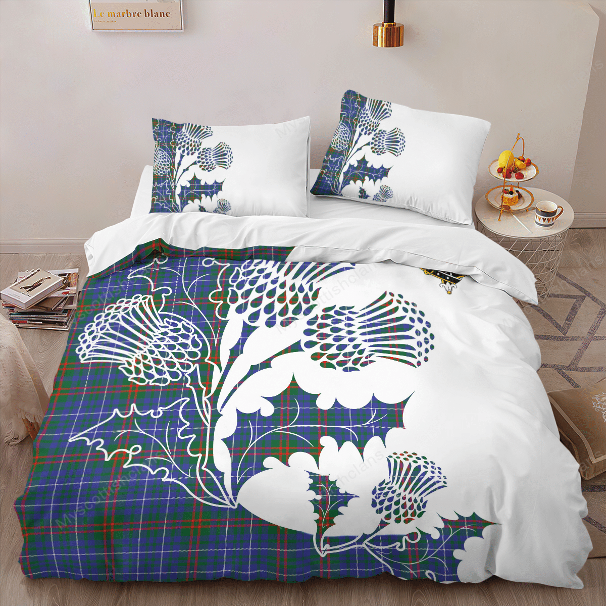 Edmonstone (of Duntreath) Tartan Crest Bedding Set - Thistle Style