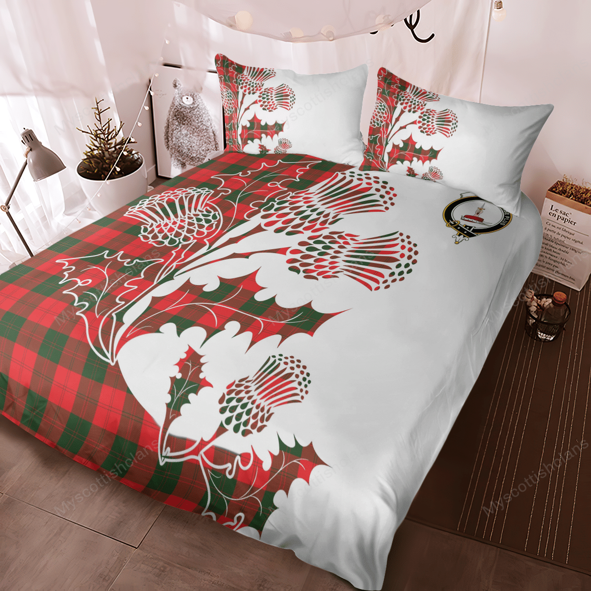 Erskine Tartan Crest Bedding Set - Thistle Style