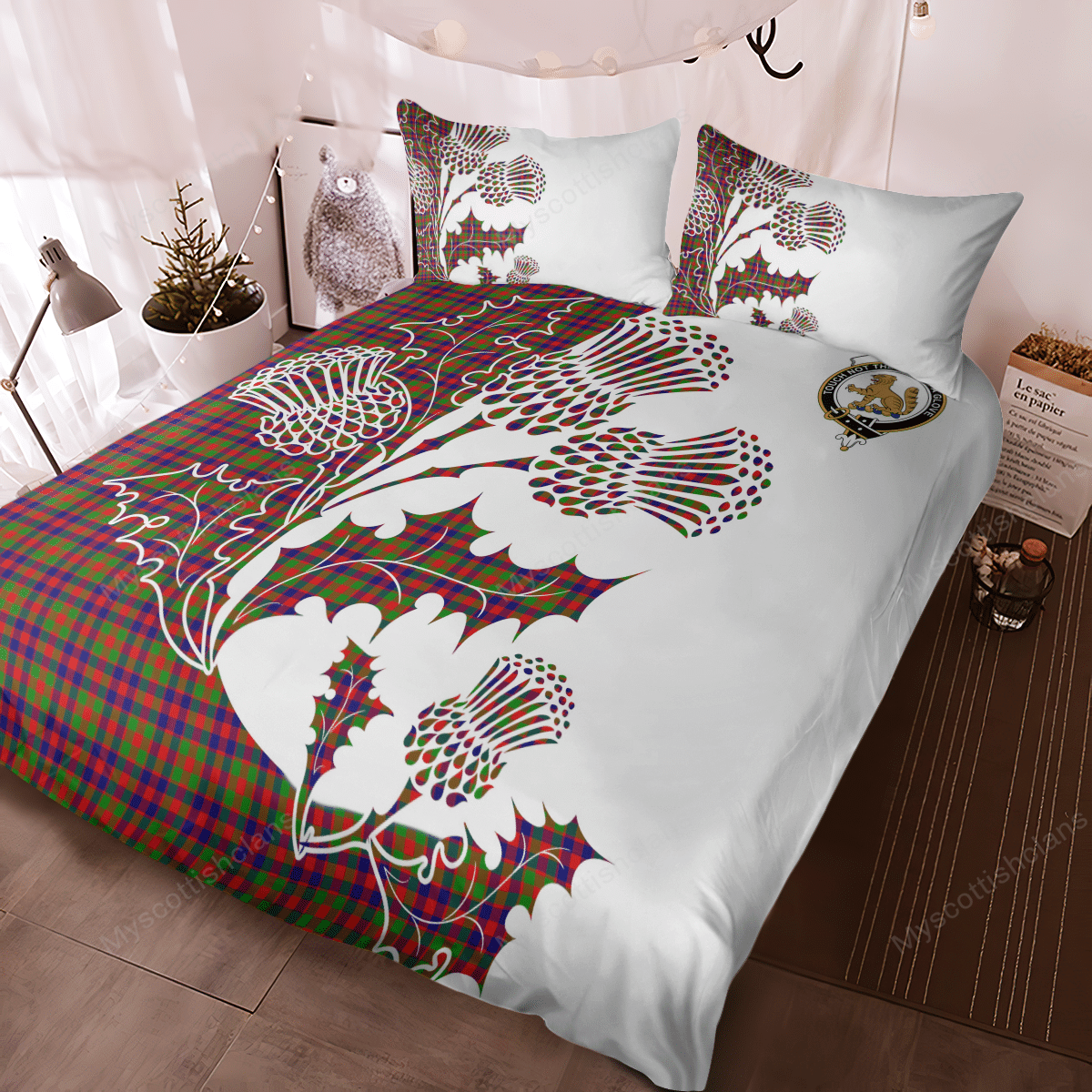 Gow Tartan Crest Bedding Set - Thistle Style