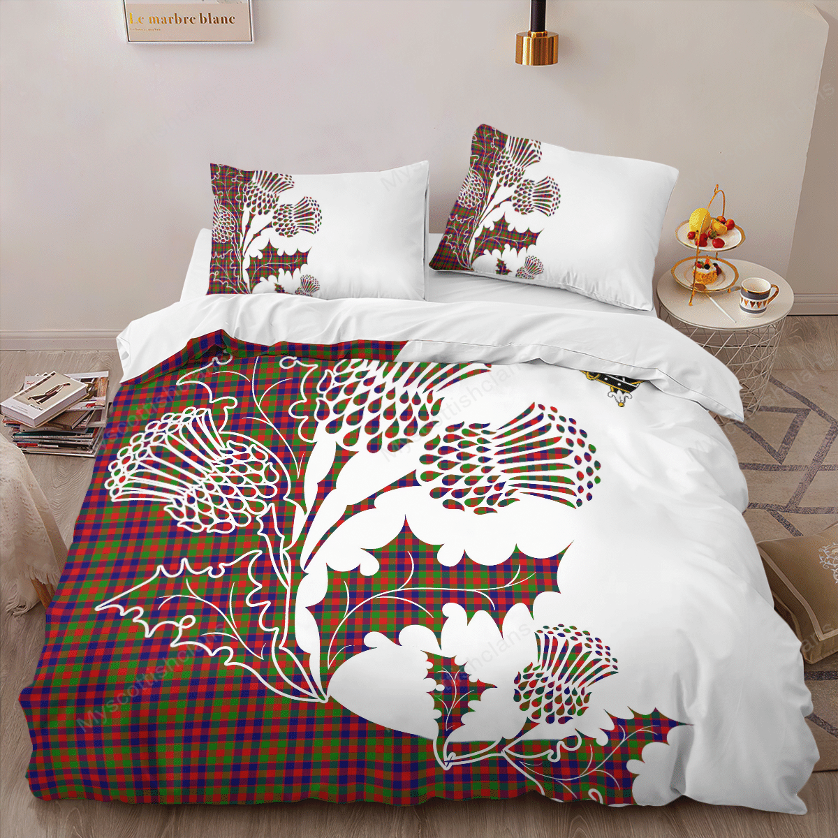 Gow Tartan Crest Bedding Set - Thistle Style