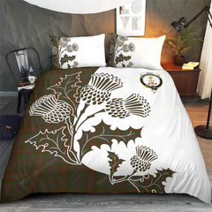 Gray Tartan Crest Bedding Set - Thistle Style