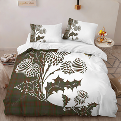 Gray Tartan Crest Bedding Set - Thistle Style