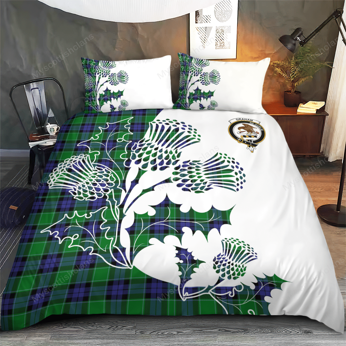 Graham Tartan Crest Bedding Set - Thistle Style