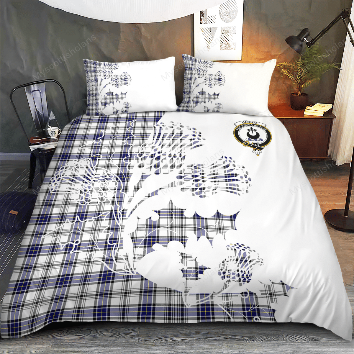 Hannay Tartan Crest Bedding Set - Thistle Style