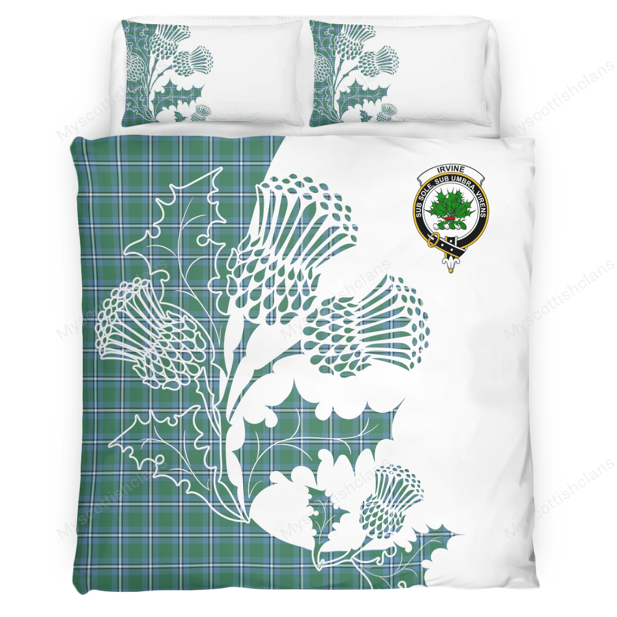 Irvine Tartan Crest Bedding Set - Thistle Style