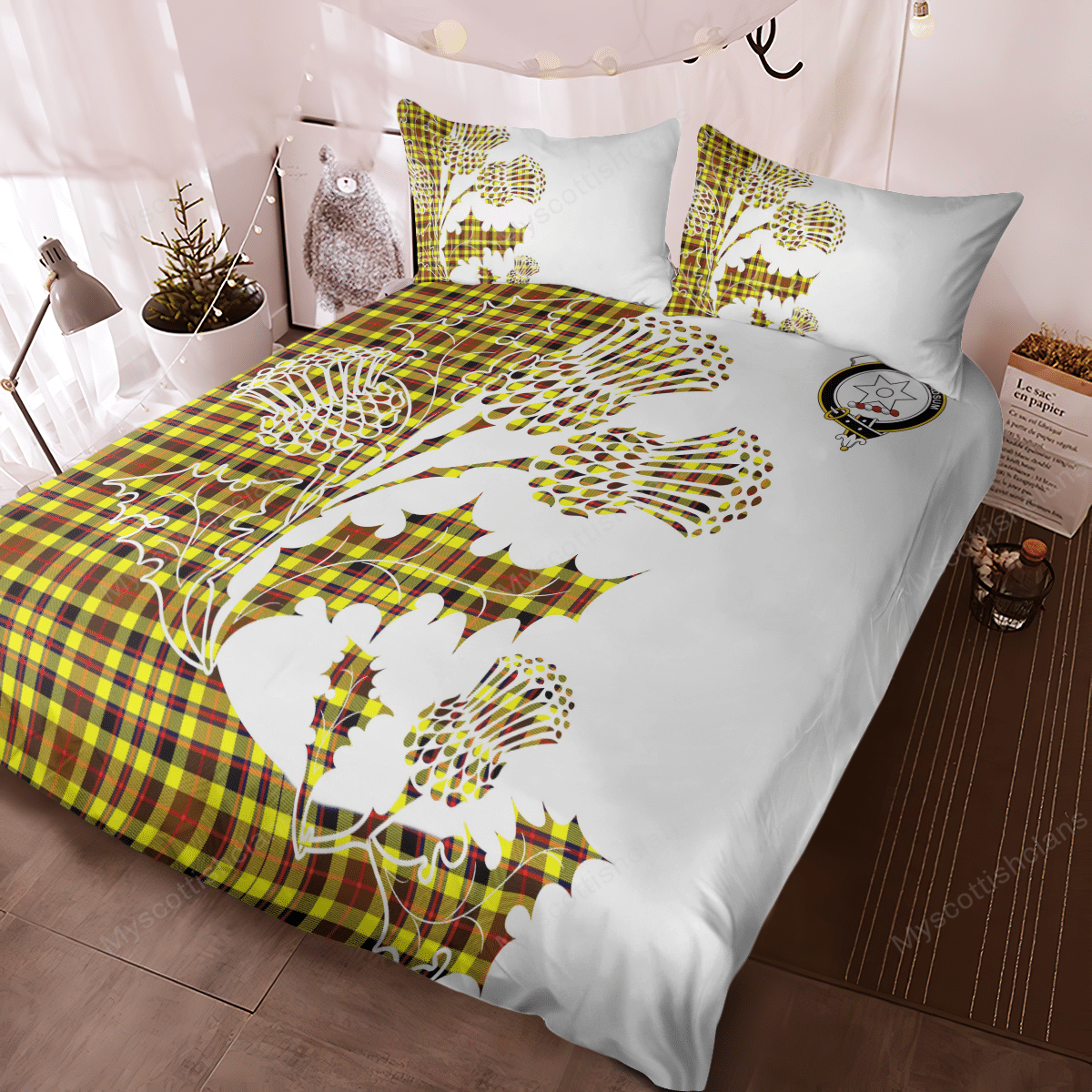 Jardine Tartan Crest Bedding Set - Thistle Style