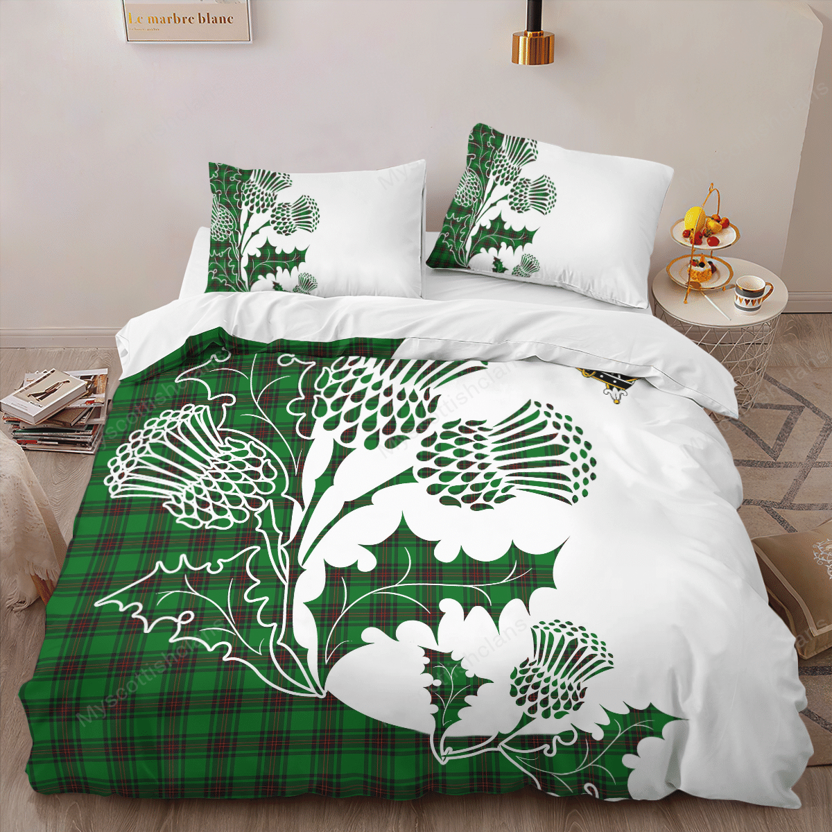 Kinloch Tartan Crest Bedding Set - Thistle Style