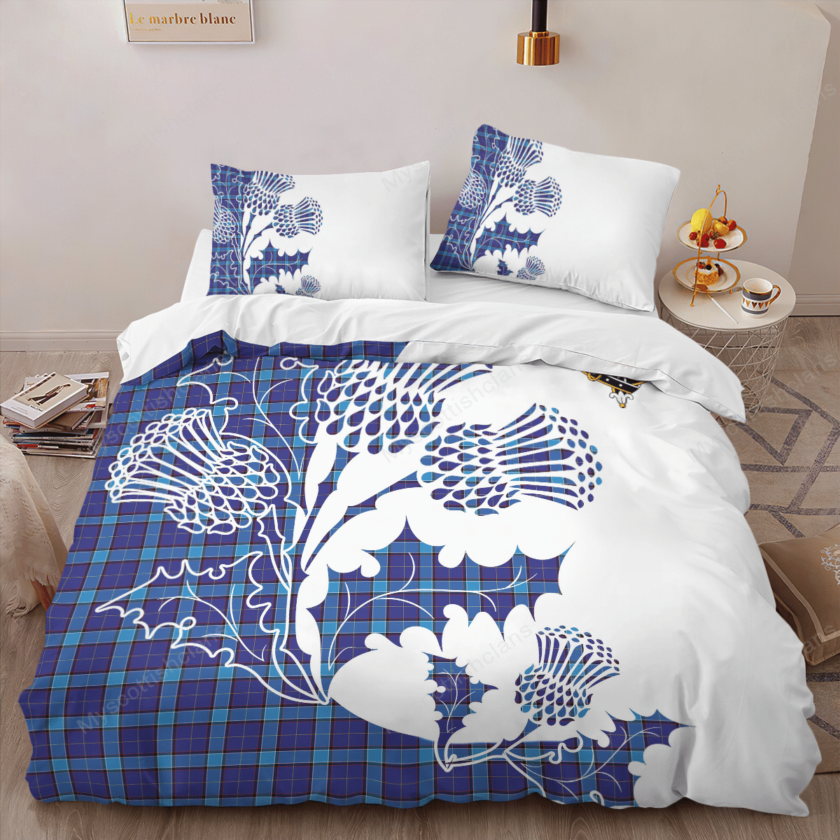 Kirkaldy Tartan Crest Bedding Set - Thistle Style