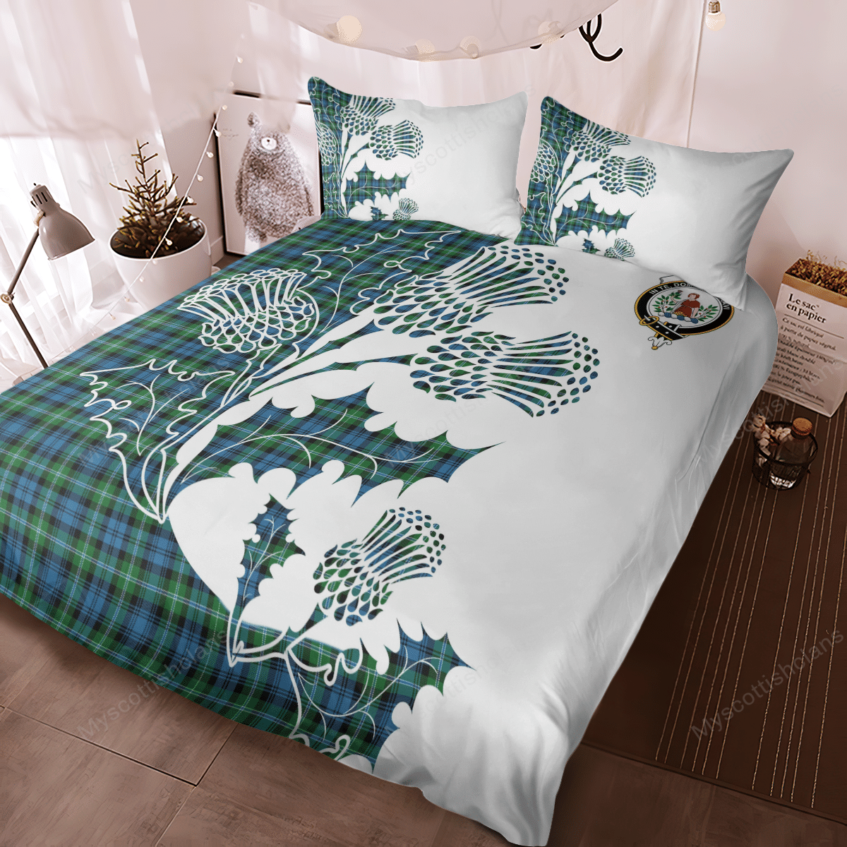 Lyon Tartan Crest Bedding Set - Thistle Style